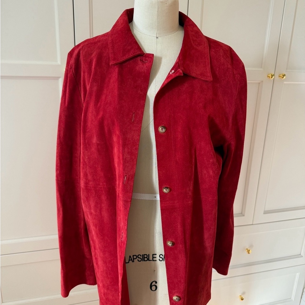 Women's Red Genuine Suede Jacket - Picture 2 of 4
